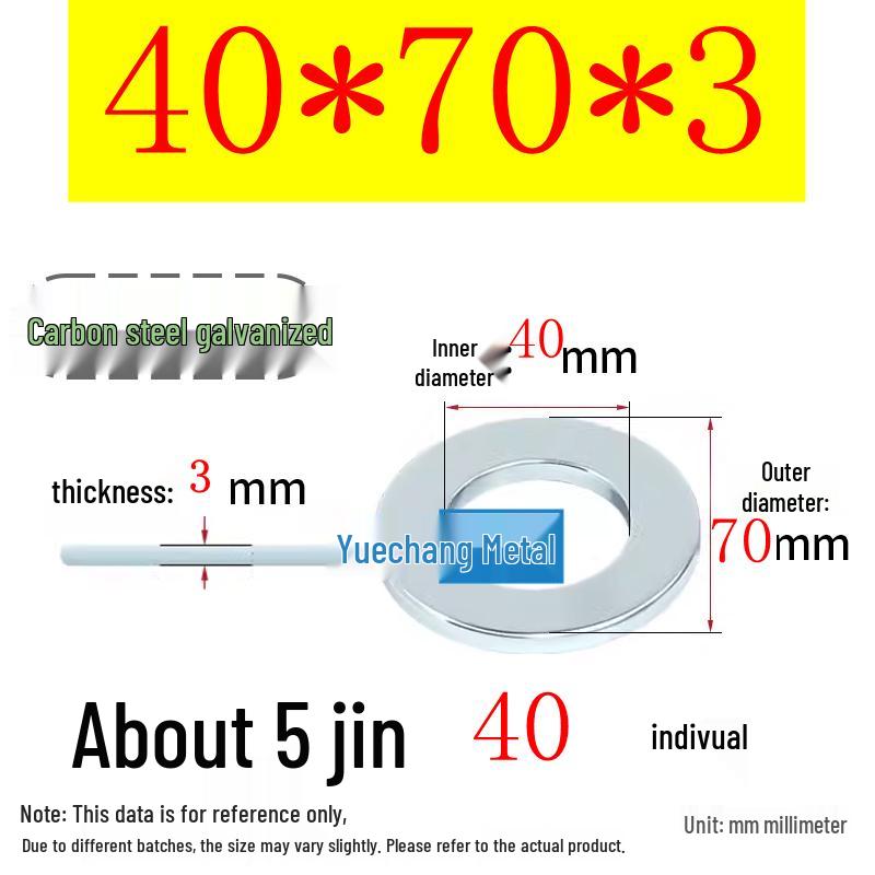 Galvanized Iron Flat and Square Washer Set - Thick, Enlarged, Extra Large, and Special Shapes