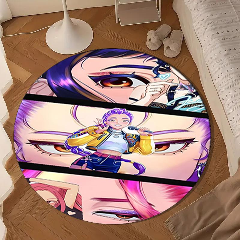 Kpop Cartoon Round Rug for Livingroom,Bedroom, Palyroom, Chair Rug, Area Rug, Circle Carpet, Large Size Fan Christmas Gift