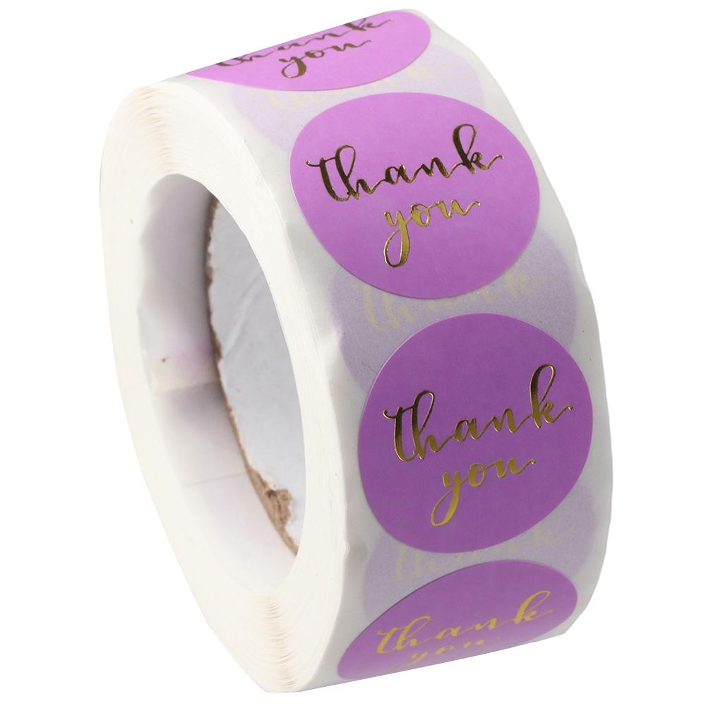 

500 Pcs Purple Label Stickers Round Label Roll Self-Adhesive Stickers Weddings