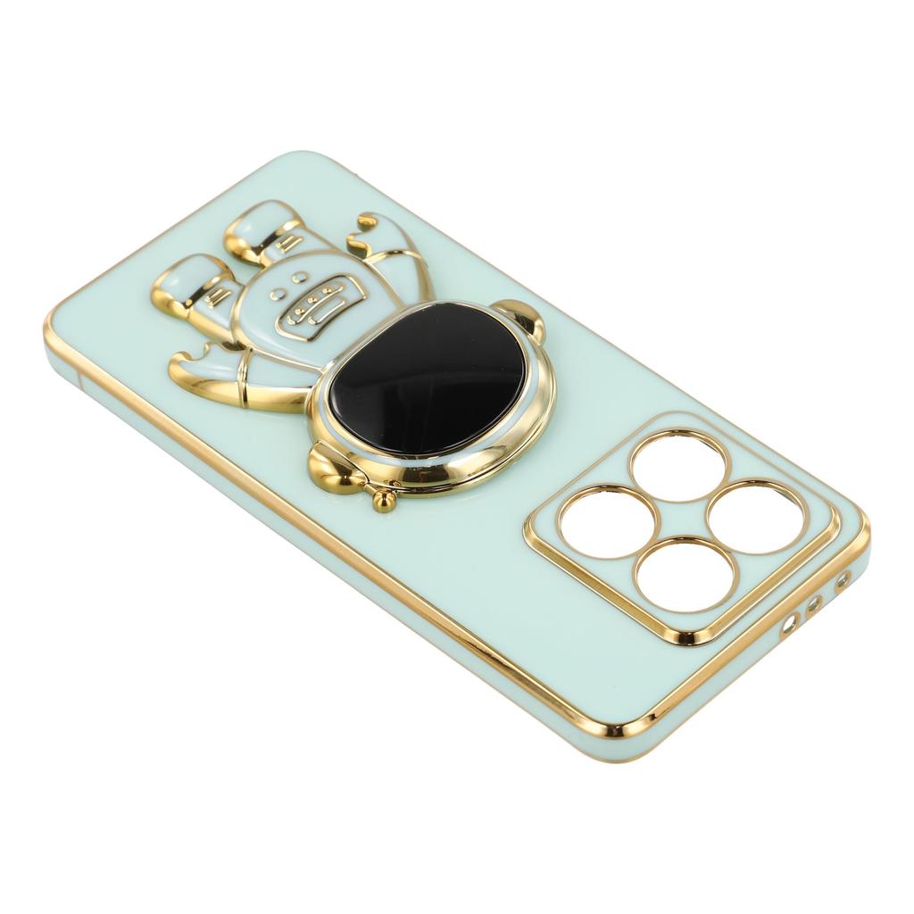 For Xiaomi 14T Pro Case Electroplating Soft TPU Phone Cover with Astronaut Hidden Kickstand