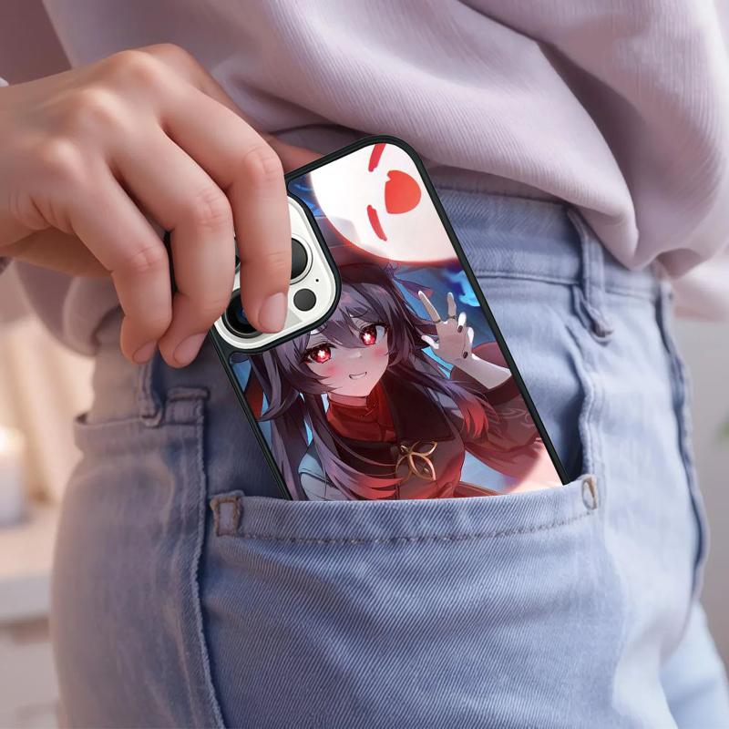 Hu Tao Genshin Impact chibi Phone Case For iPhone 17 Air 15 16e 14 13 Pro Max Coque 12 11 Pro Max PLUS cover