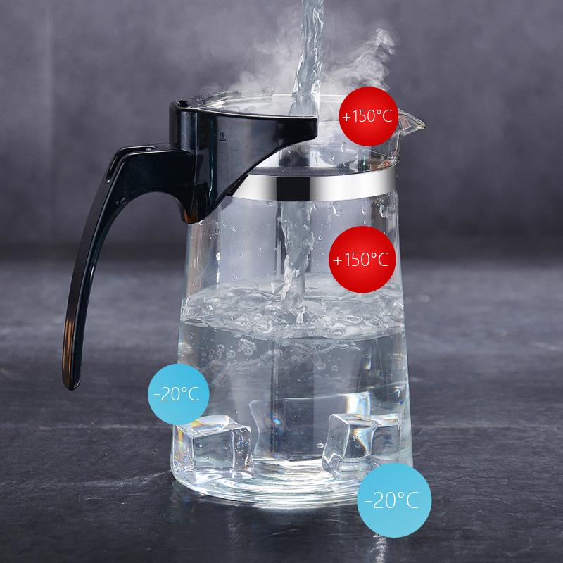 Elegant One-Button Glass Teapot with Tea and Water Separation and Custom Logo