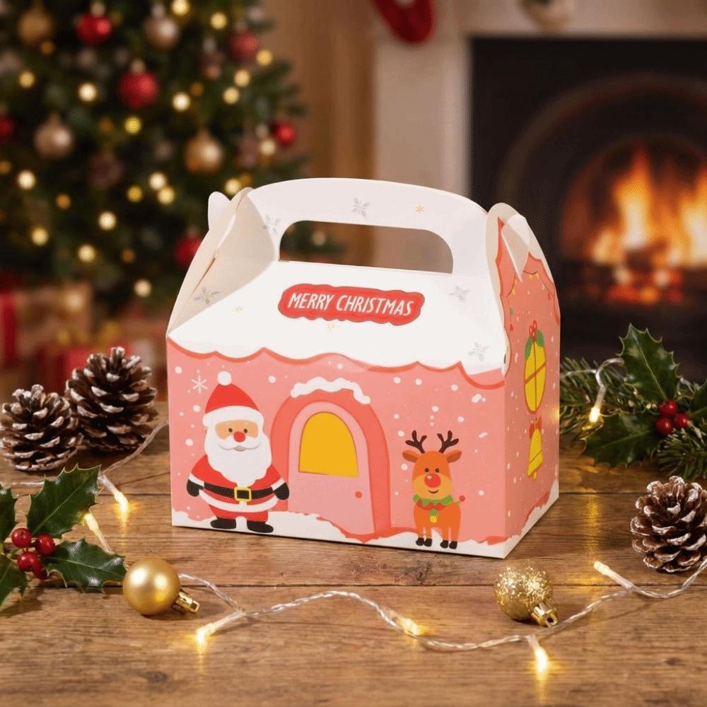 10Pcs Cartoon Print Bakery Dessert Box Paper Christmas Candy Container Theme Decoration