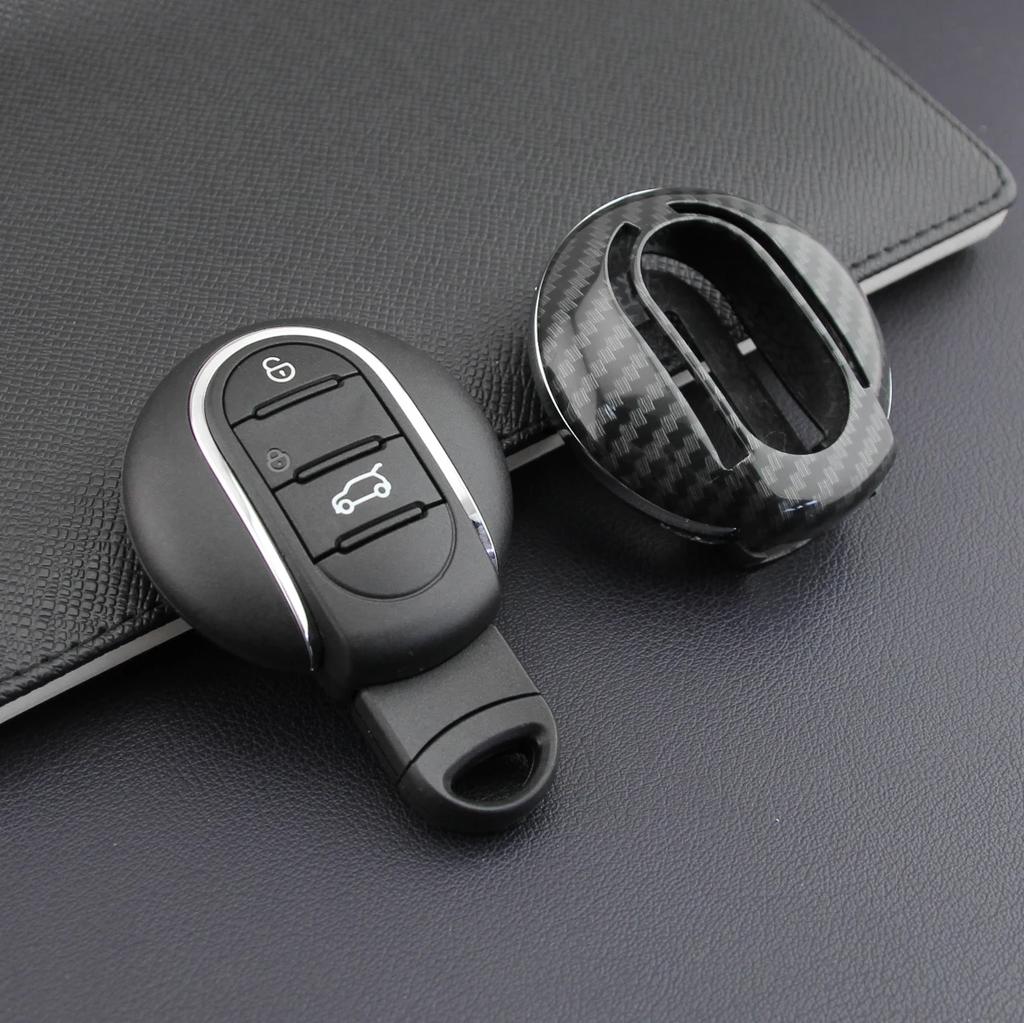 Carbon Fiber Car Key Fob Cover Case Chain Ring For Mini Cooper S One Countryman Clubman F54 F55 F56 F57 F60