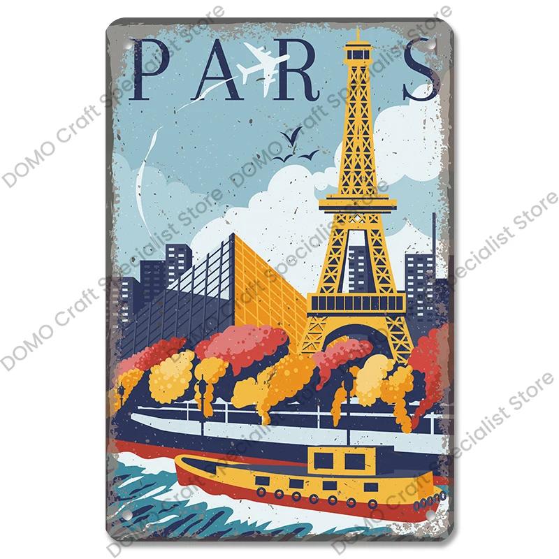 Vintage Paris City of Love Bastille Day Metal Tin Sign  French Wall Decor for Cafe Living Room Home  Retro Poster Plaque for Uni