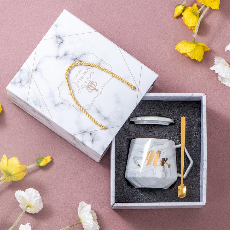 Souvenir Ceramic Couple Cup Set: Perfect for Weddings, Full Moons, Openings, or Business Gifts, with Custom Logo Printing Available.