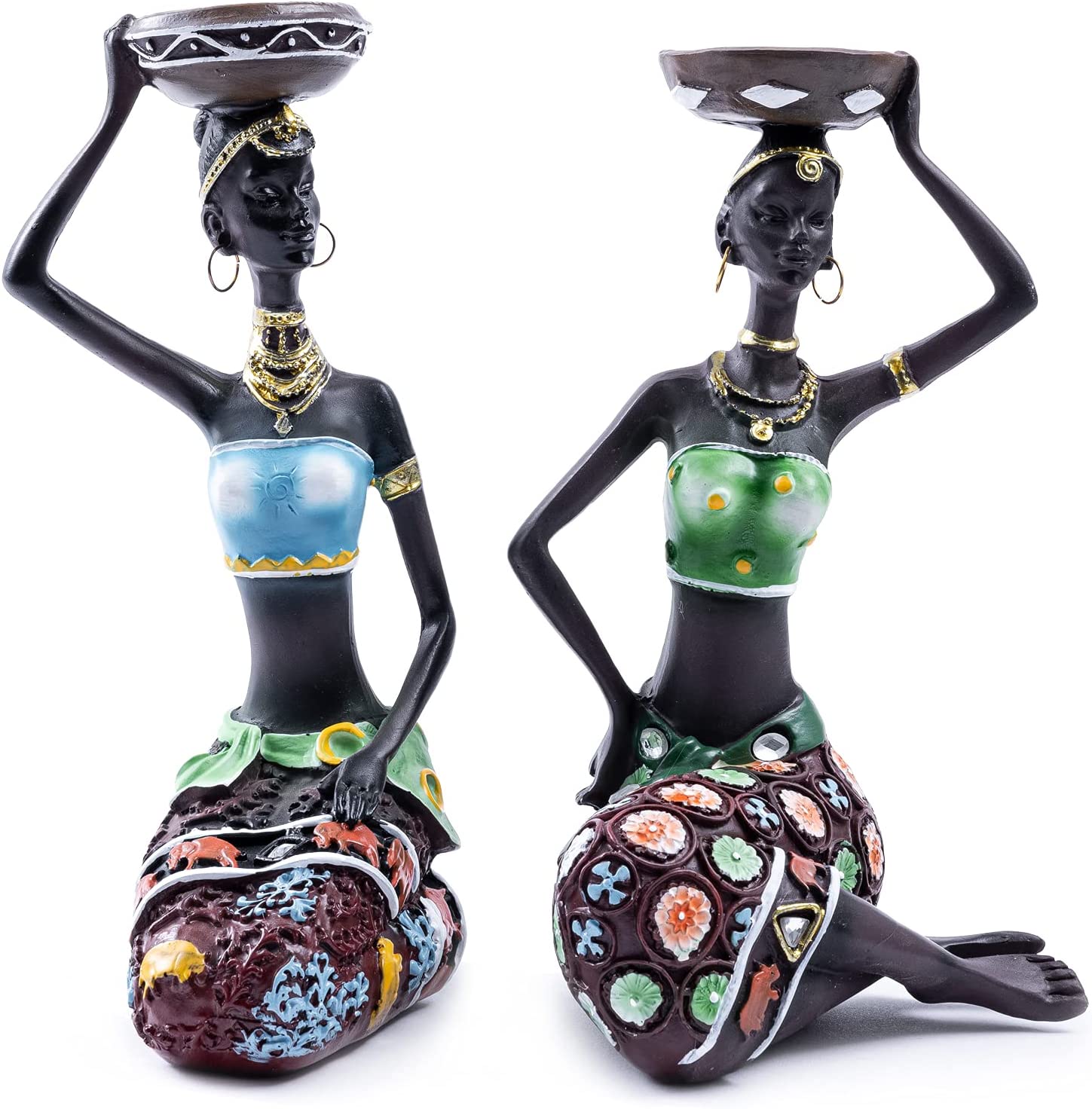 

Африканская статуэтка, этнические женские статуи, скульптуры, женский домашний декор, украшения для спальни, 2 упаковки, подсвечники, художественные подарки