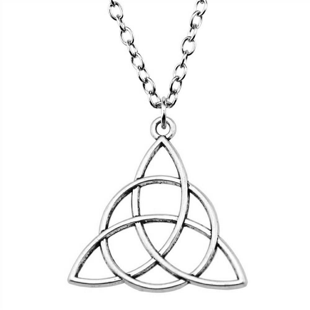 Collana Ciondolo Nodo Celtico Triquetra Stella di Davide Pendente Gioielli Vintage Boho Catena 43cm