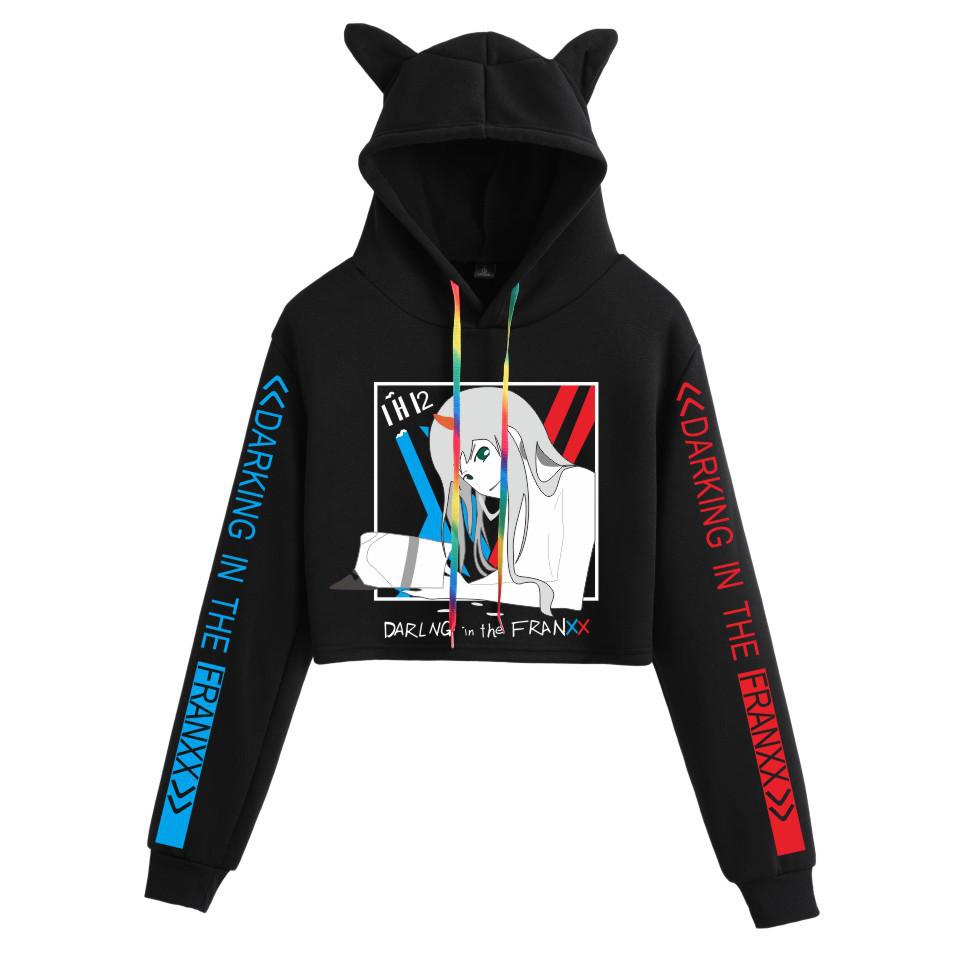 Zero Two Darling in the Franxx Anime Cropped Hoodie