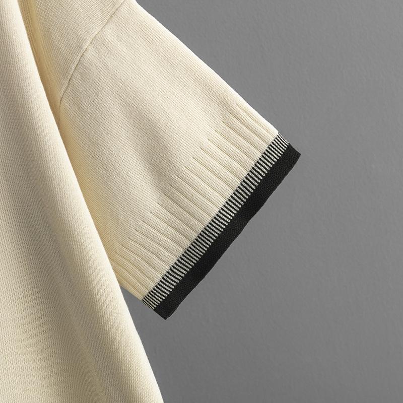 QICED This Is A Two-piece Set of Summer Round-neck Short-sleeved, Tapered, Slimming and Draping Long Pants with Contrasting Color Edges