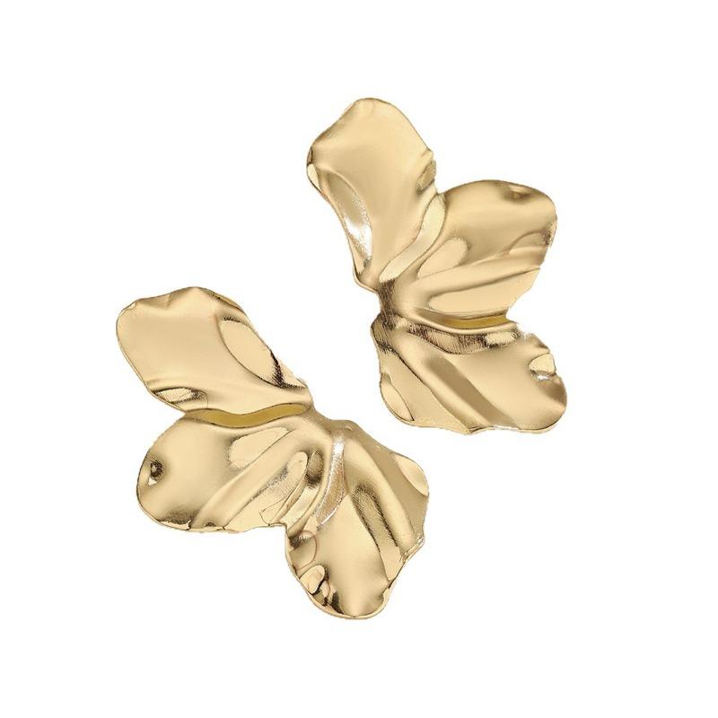 Accessories Retro Cold Wind Leaf Stud Earrings Fashion Design Metal Flower Earrings