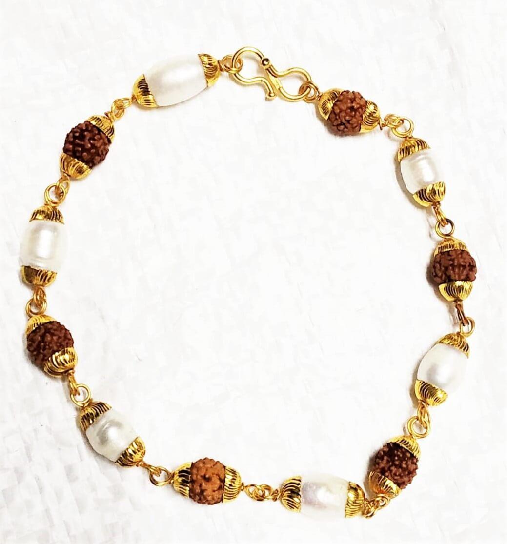 Браслет из Рудракши и Жемчуга, Rudraksha Moti Bracelet, Kalyan Puja