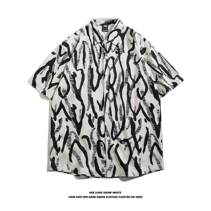 Summer Mens Hawaiian Casual  Shirts Short Sleeve Button Fashion Print Beach Floral  Vintage Tops