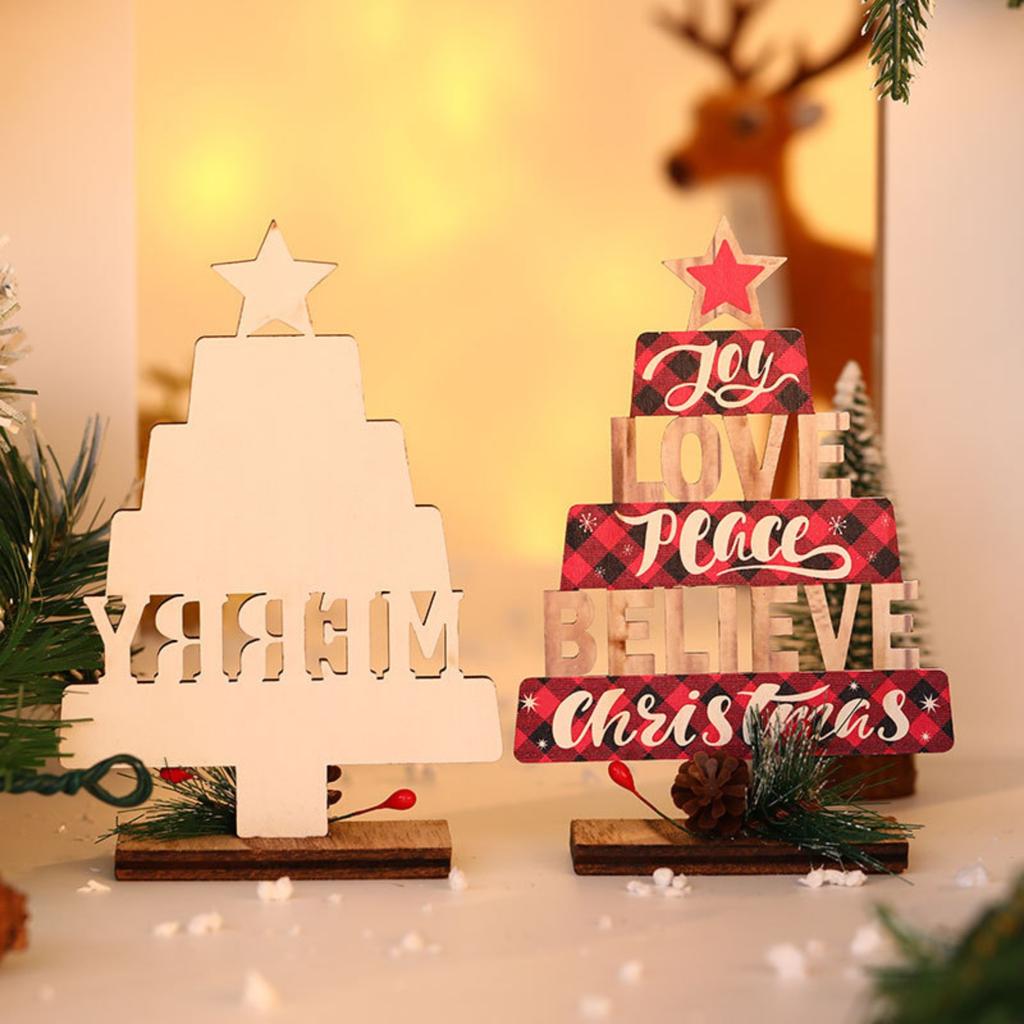 Christmas Wooden Desktop Ornaments Letter Christmas Tree Scene Dress Props Decorations