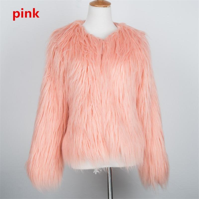 Women's Long Haired Faux Fur Coat White Open Front Jacket Warm Winter Outerwear