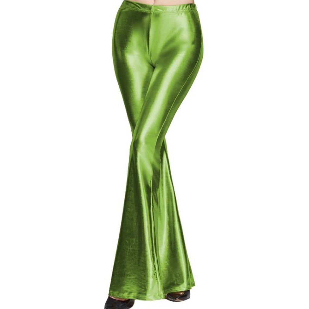 Shiny Metallic Flared High Waisted 