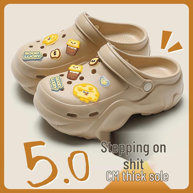 2025 Trendy Xiaohongshu Influencer Cute Cartoon Non-slip Thick-soled Summer Outdoor Closed-toe Slippers