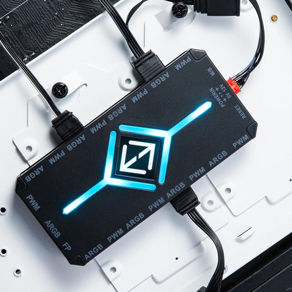 1 To 9 Ports 3 in 1 PWM Fan Hub SATA Power Supply PWM Magnetic Fan Hub Splitter PWM & ARGB Hub Splitter for Computer PC Case Fan