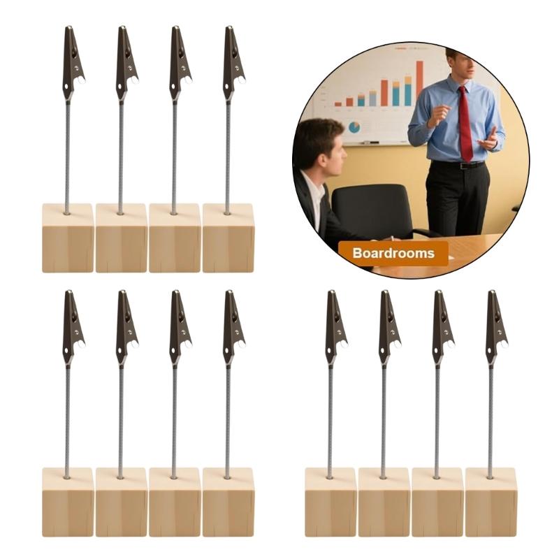 12 Pcs Place Card Holders Standing Photo Stand with Clips Card Stand for Home Office House Decoration