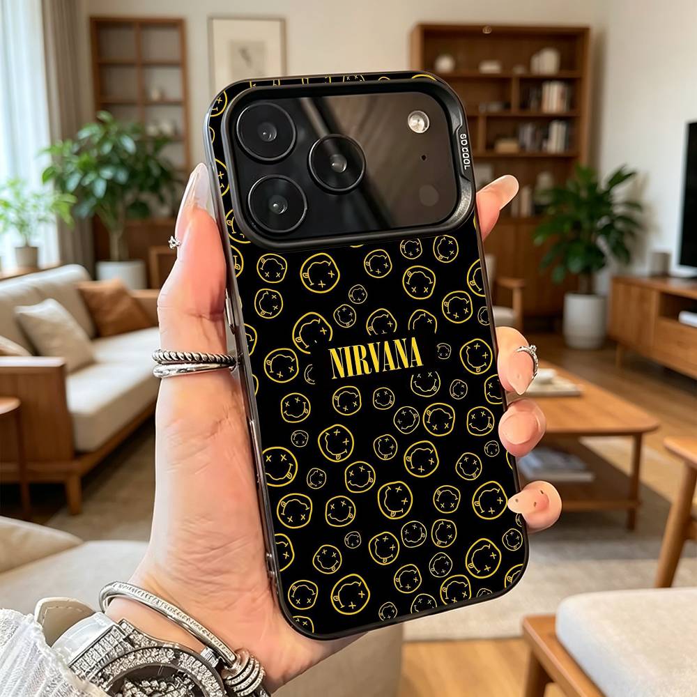 Nirvana Rock Singer B-Band Gift Phone Case For iPhone 17,16,15,14,13,12,11Plus,Pro Max,XS,Colorful Silver Phone Case Funda Cover