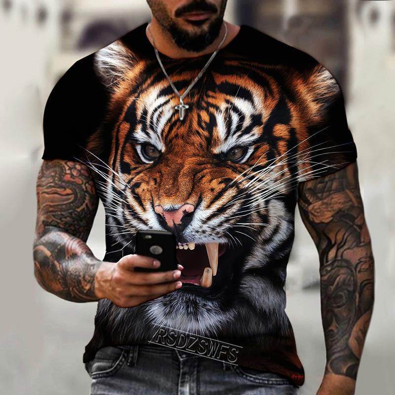 Men's short sleeved European and American summer fashion T-shirt 3D printed