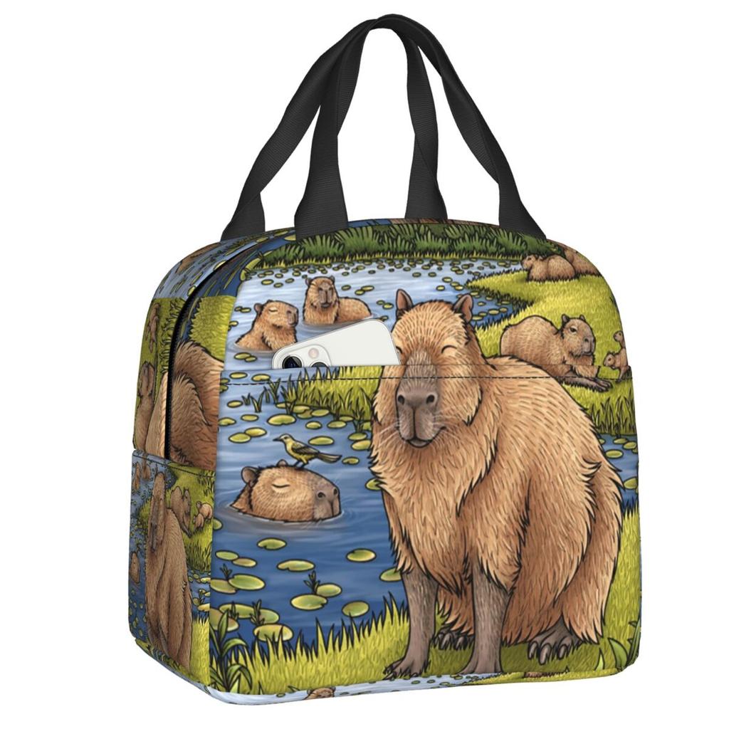 Custom Capybara Insulated Lunch Bag for Women Leakproof Cooler Thermal Lunch Tote Office Picnic Travel