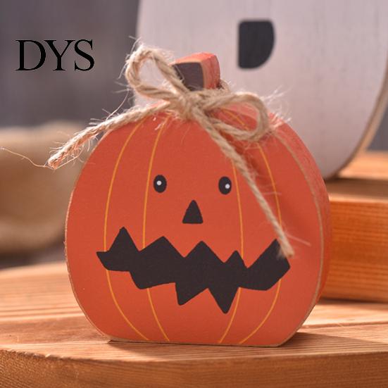 Seasonal Room Decor 3 Pcs Halloween Indoor Table Decoration, Cute Ghost Wooden Sign with Jute Rope, Rustic Ornaments Farmhouse BOO Block for