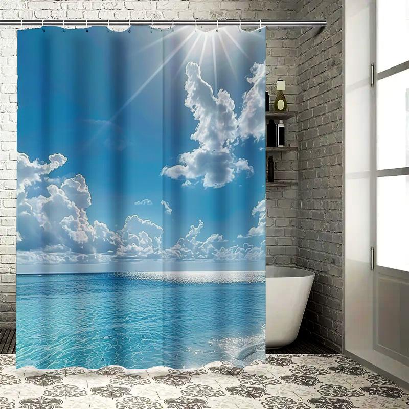 Sonnenaufgang Strand Himmel Design Wasserdicht Duschvorhang Hitzebeständig Maschinenwaschbar Nicht-Transparent 180x180cm