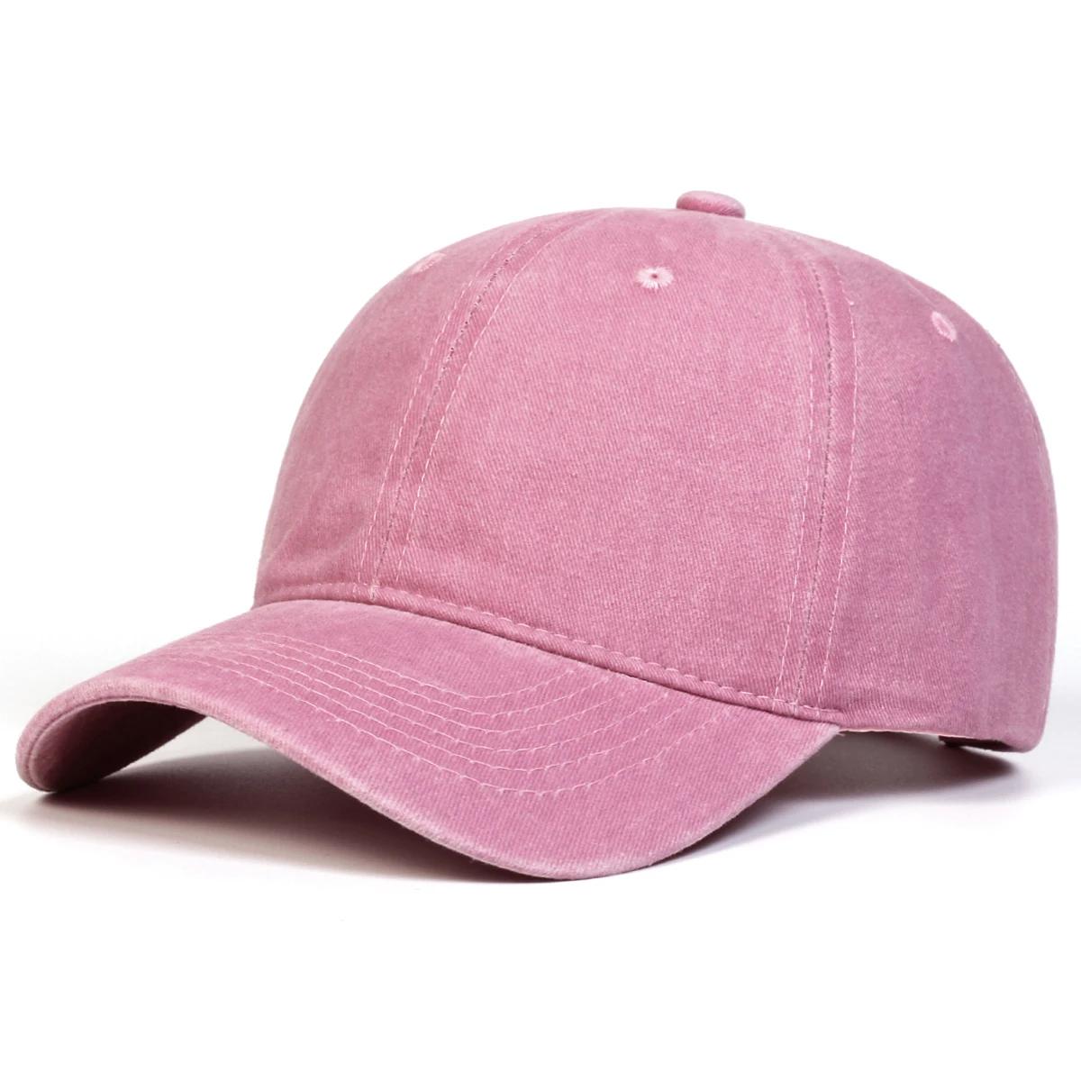 Casquettes de Baseball Unies Lavées Légèrement Printemps et Automne Chapeaux Décontractés Réglables d'Extérieur Chapeau Hip Hop Chapeau Pare-soleil rose