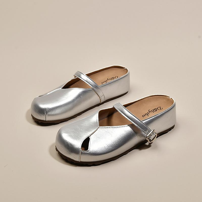 French Retro Inner Heightening Bag Head Half Slippers Women's Summer Outer Wear 2025 New Versatile Sandals One Pedal Lazy Shoes