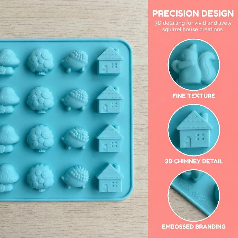 Chocolate Baking Mold Silicone Cartoon Mushroom Hedgehog Squirrel Design Flexible Mould for Homemade Cake Candy Soap Making