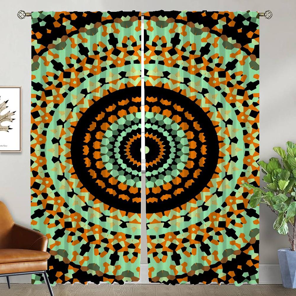 Blackout Curtain for Room 2 Panel Trippy Vibrant Mandalas Elegant Room Curtains Home Interior Curtains Partition Shades Living