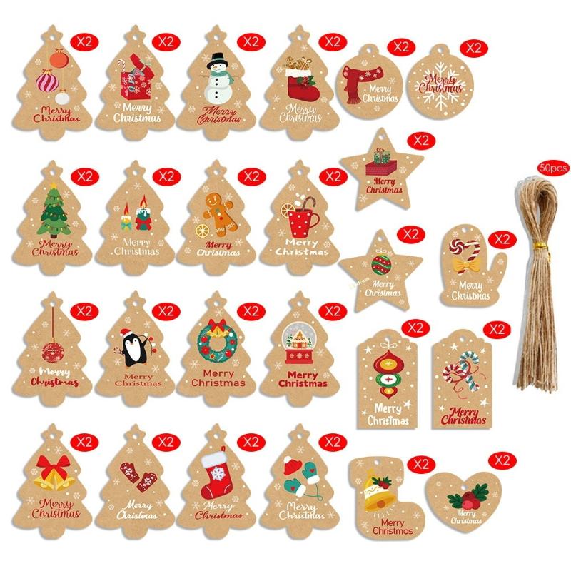 Frohe Weihnachten Retro Kraftpapier Anhänger Weihnachtsmann Schneemann Glocke Anhänger Dekoration Hängeschild Festliche Atmosphäre Dekoration