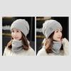 Women Knitted Beanie+Scarf Sets Thicken Velvet Lining Pullover Cap Unisex Winter Warm Plush Bonnet Neck Protection Scarves Hat