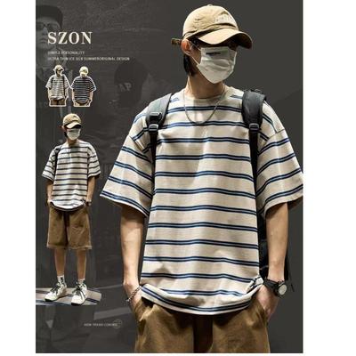 Men's Striped Sea Soul Heavyweight Short Sleeve T-shirt 2025 Trend