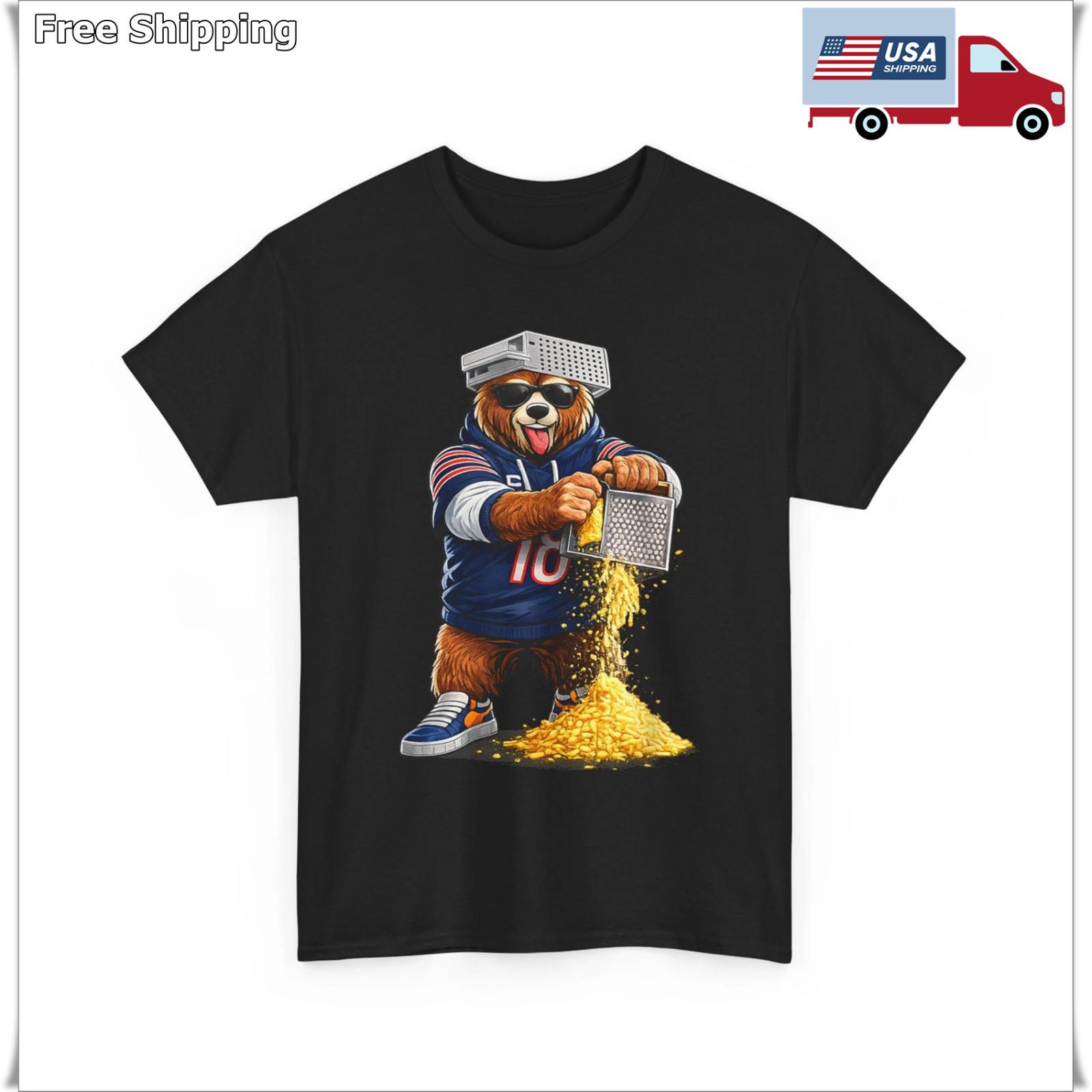 Bear with Cheese Grater Hat and Sunglasses Shirt, Cheese Grater T-Shirt L