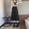 Women's Black A-Line Midi Skirt: High Waist, Slimming, Petite, Big Swing - Autumn/Winter 2023 Collection