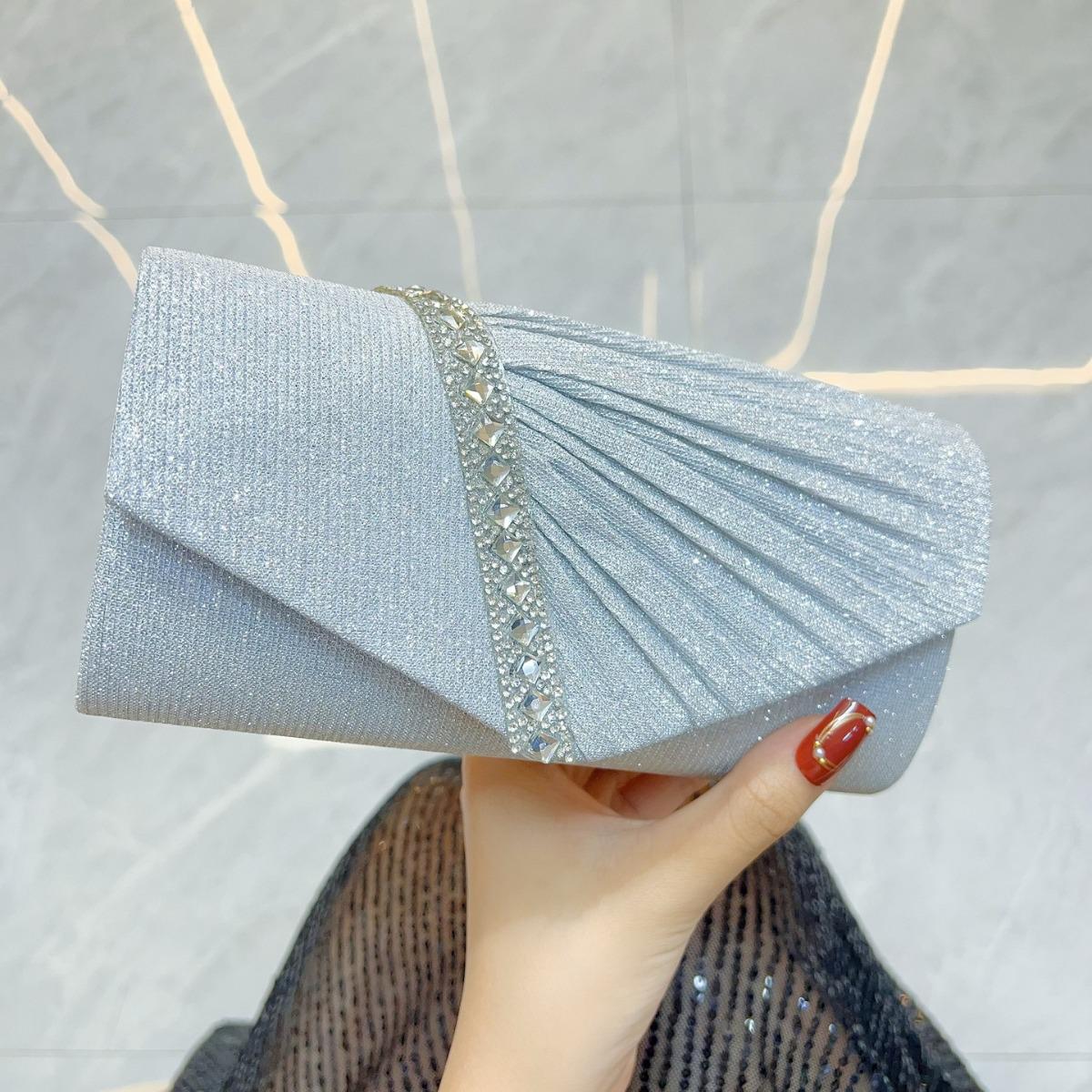 Elegant Banquet Clutch for Women, Fashionable KTV Princess Crossbody Bag, Evening Dress Chain Bag серебряный