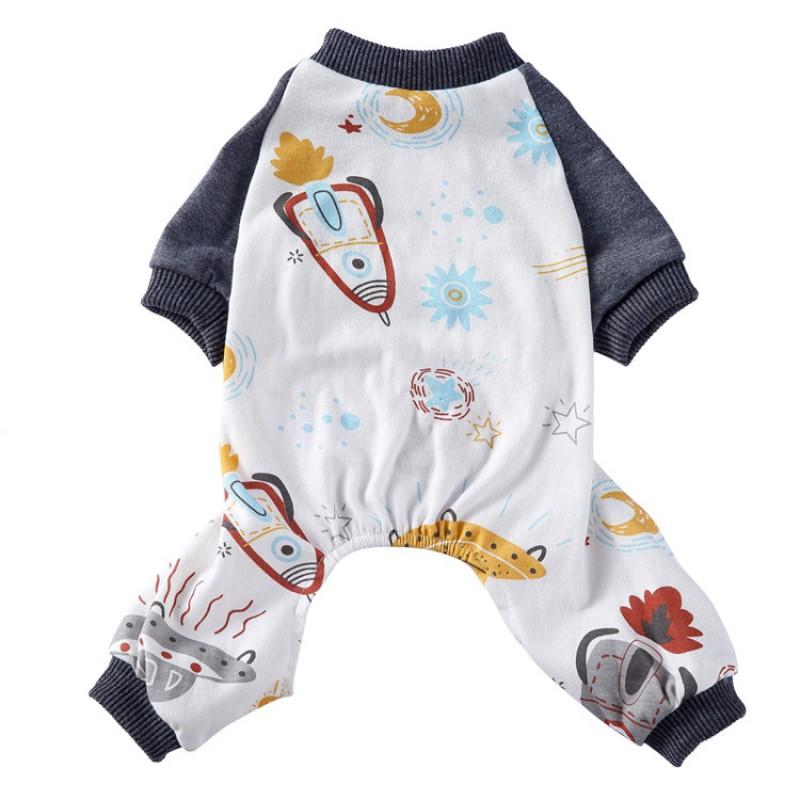 Pet Dog Cat Four-Legged Cotton Knit Pajamas Striped Print Home Outfit Small Medium Large Dogs