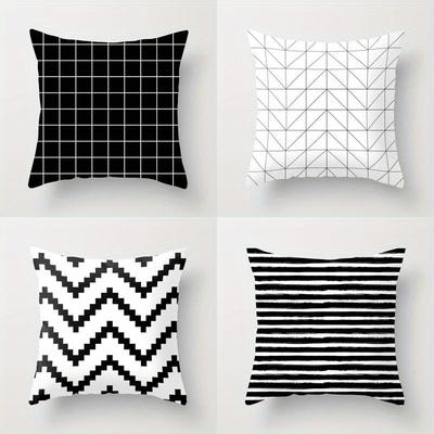 Home Decor Modern Black And White Geometric Pillow Covers Pattern Cushion Cover Suitable For Sofa Bedroom Car Pillow Cover