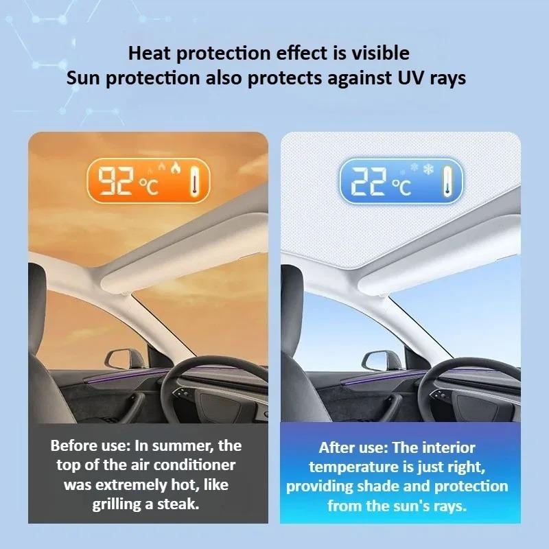 Sun Roof Sunshade For Tesla Model Y Juniper 2025 2026 Front Rear Sunroof Skylight One-piece Suede Sunshade Interior Accessories