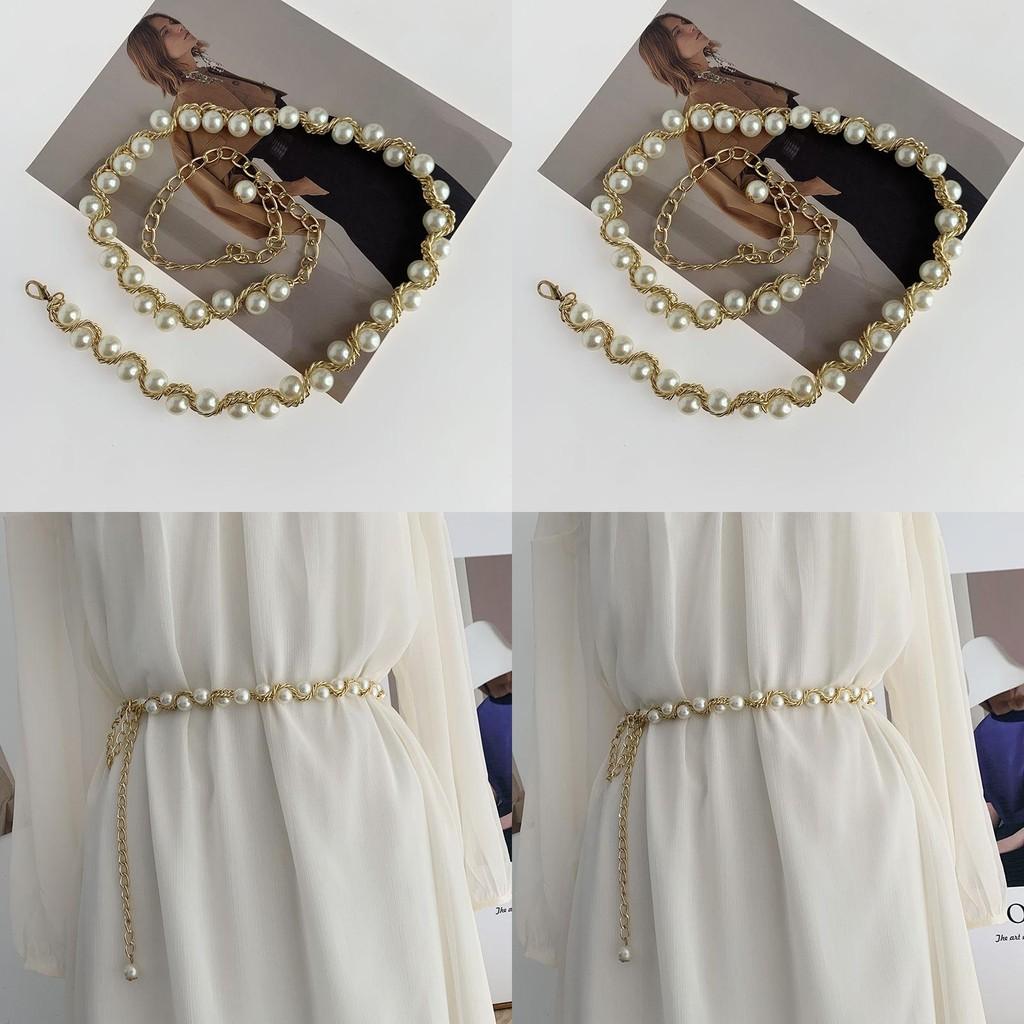 Stylish Korean Women's Pearl Waist Chain Elegant Dress Accessory For Fashionable Outfits