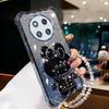 For Honor Magic 7 6 5 4 Lite 3 Pro Plating Four Corners Anti-fall Silicone Soft Case Mirror Rabbit Stand Clear Bead Chain Cover