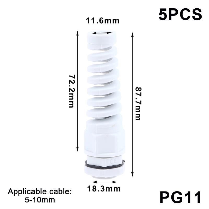 5Pcs Waterproof Cable Gland Pg7 Plastic Anti-Bending Joint M12 Nylon Pa66 Torsion-Proof Glands Pg7/9/11/13.5/16/19/21 Connector