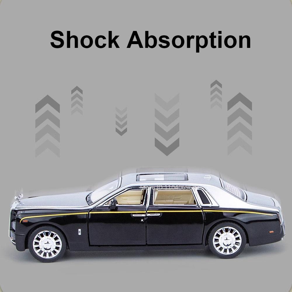 Scale 1:32 Rolls Royce Phantom Car Model Toy Metal Diecast Doors Opened Pull Back Sound Light Vehicle Models for Boys Kids Gifts