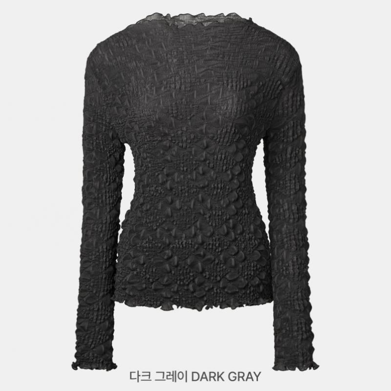 PleaTs Me Square Embossed Frill T shirT ppTss126006