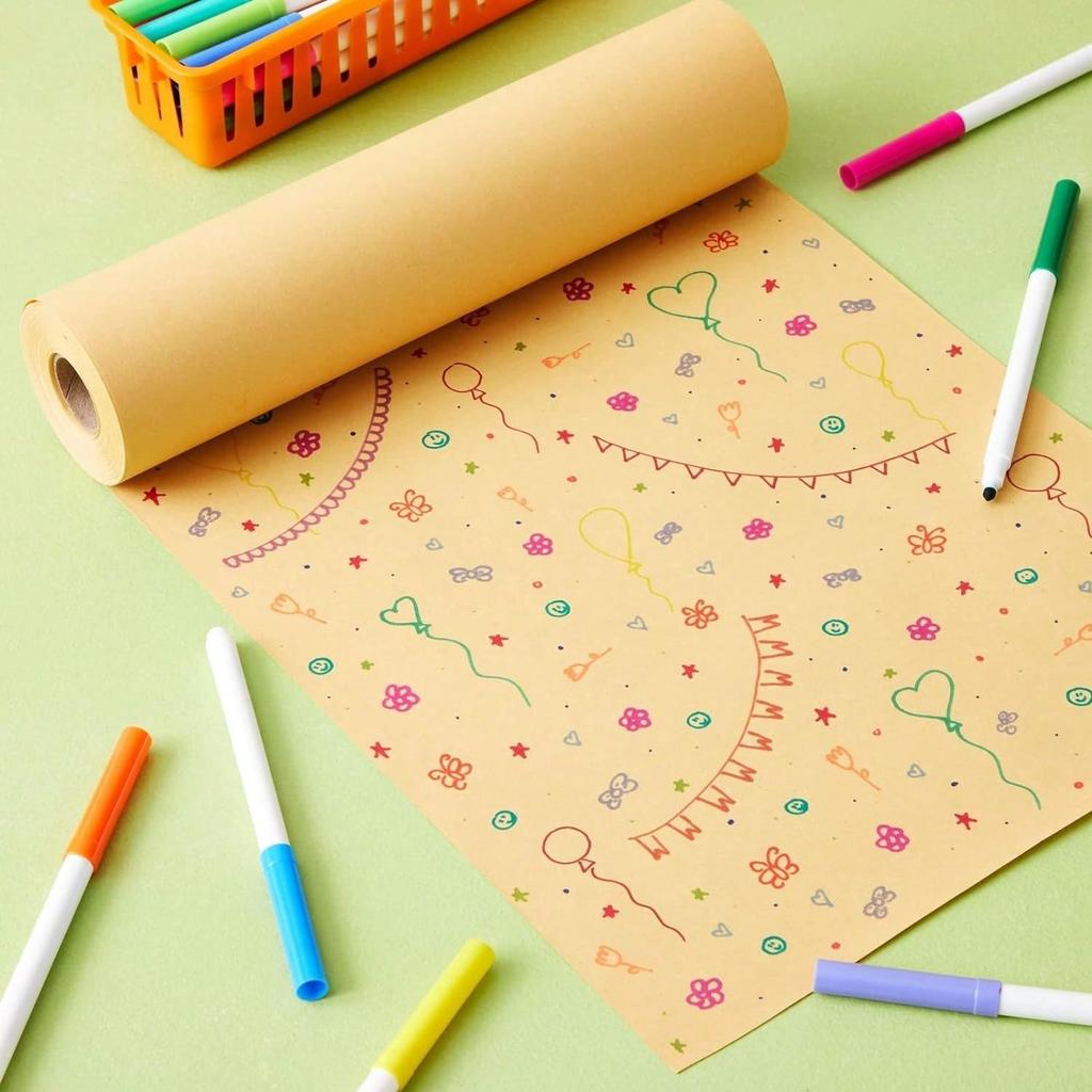 Rollo de Papel Kraft, 30 cm*3000 cm/12 x 1200 Pulg, Papel Marrón Liso para Envíos, Envoltura de Regalos, Tablón de Anuncios, Caballete (100 pies)