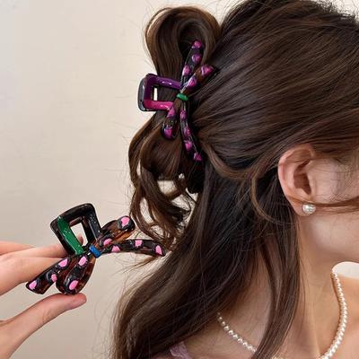 Y2k Bow Hair Claw Clip Oil Dripping Colorful Bowknot Shark Clip New Elegant Cute Sweet Women Hair Accessories