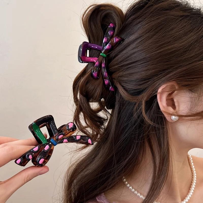 

y2k Bow Hair Claw Clip Oil Dripping Colorful Bowknot Shark Clip New Elegant Cute Sweet Women Hair Accessories