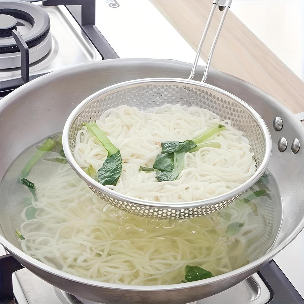 Deluxe Stainless Steel Fine Mesh Colander with Ergonomic Wooden Handle - Premium Skimmer Spoon for Efficient Cooking, Food Preparation